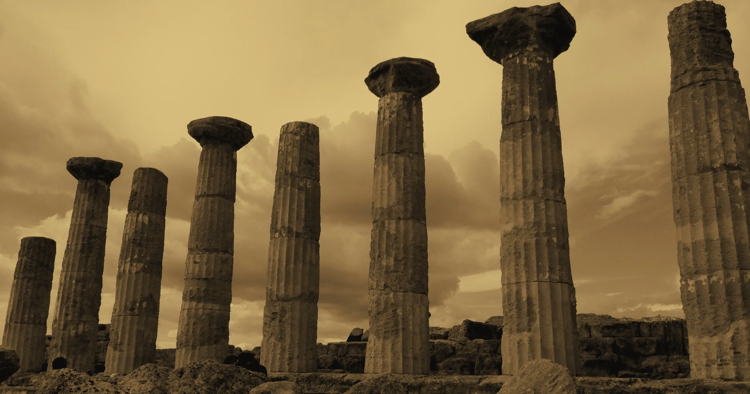 Ancient Greek columns at the Valley of the Temples, Agrigento