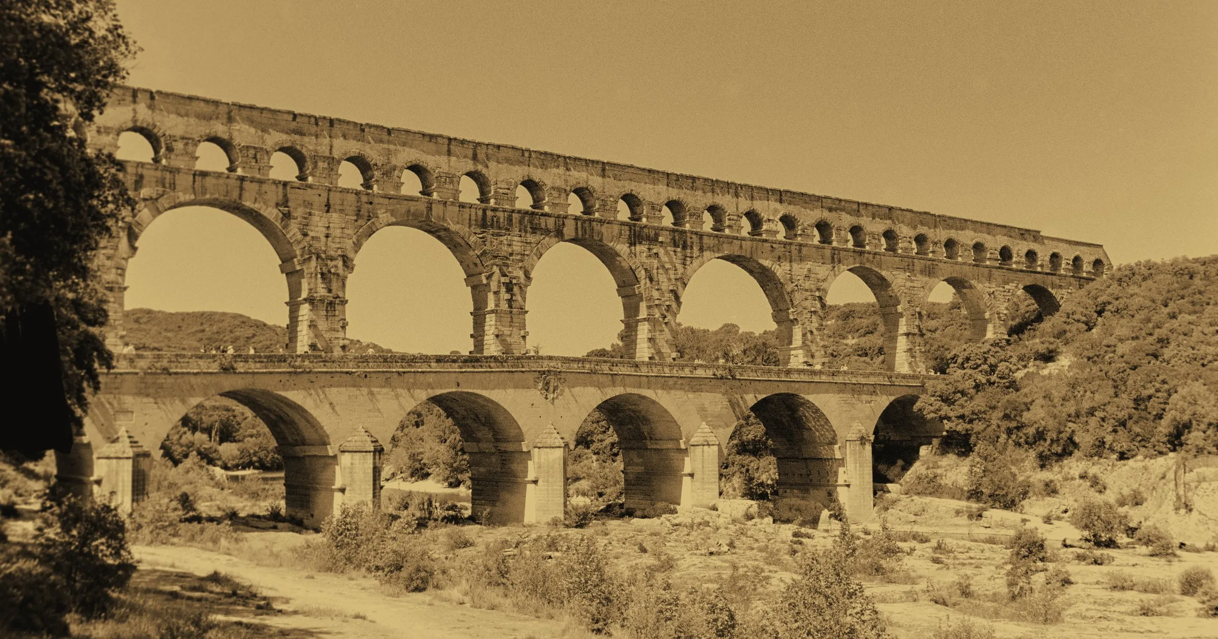 The Pont du Gard, a Roman aqueduct bridge in southern France