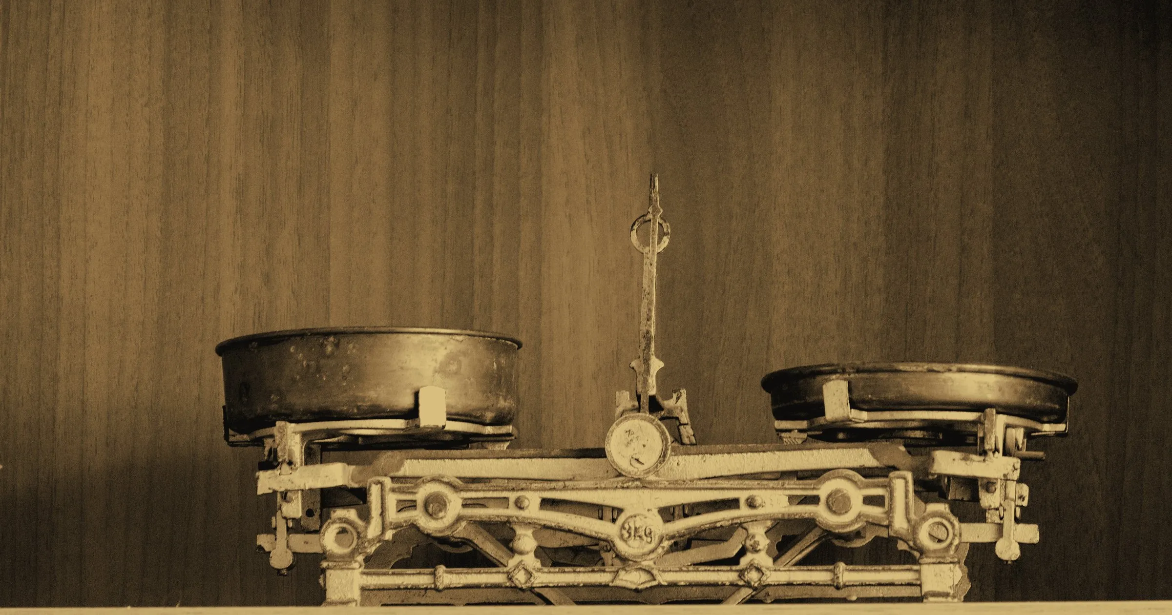 An old brass balance scale