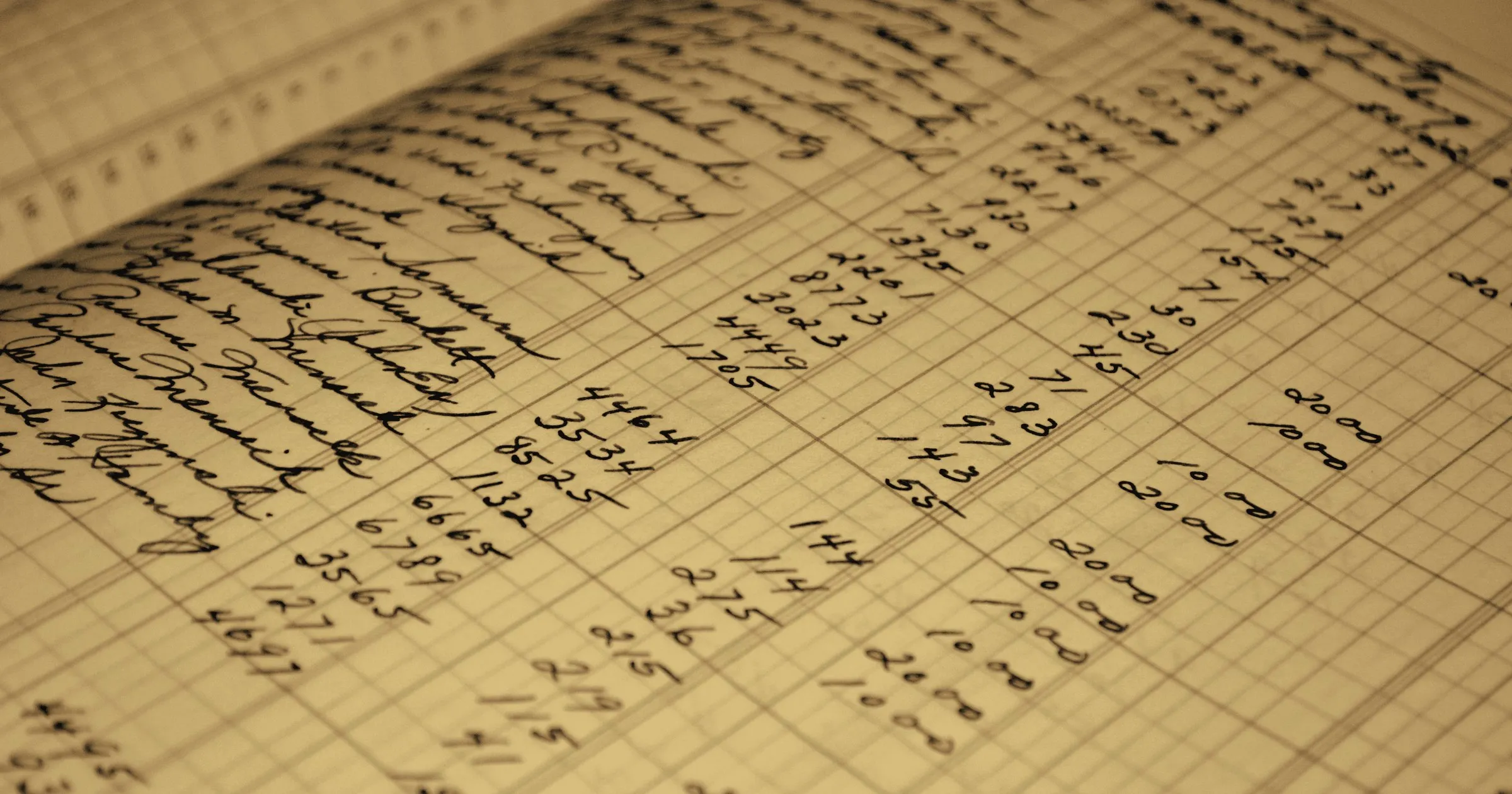 A handwritten ledger filled with columns of figures
