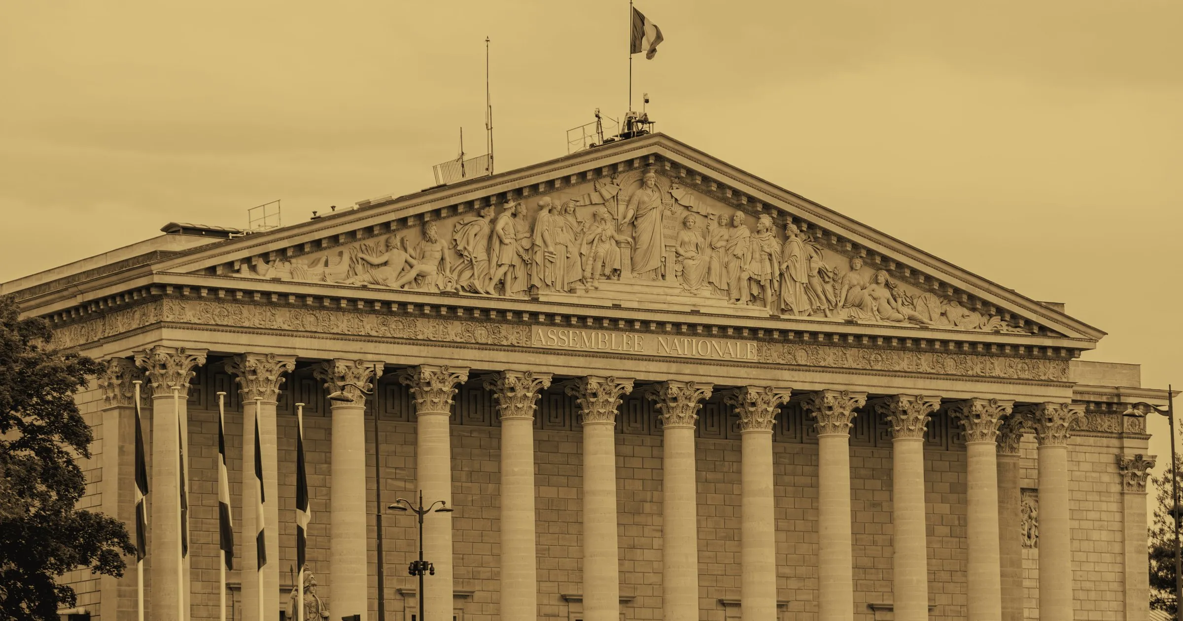 The columned front of the French National Assembly in Paris