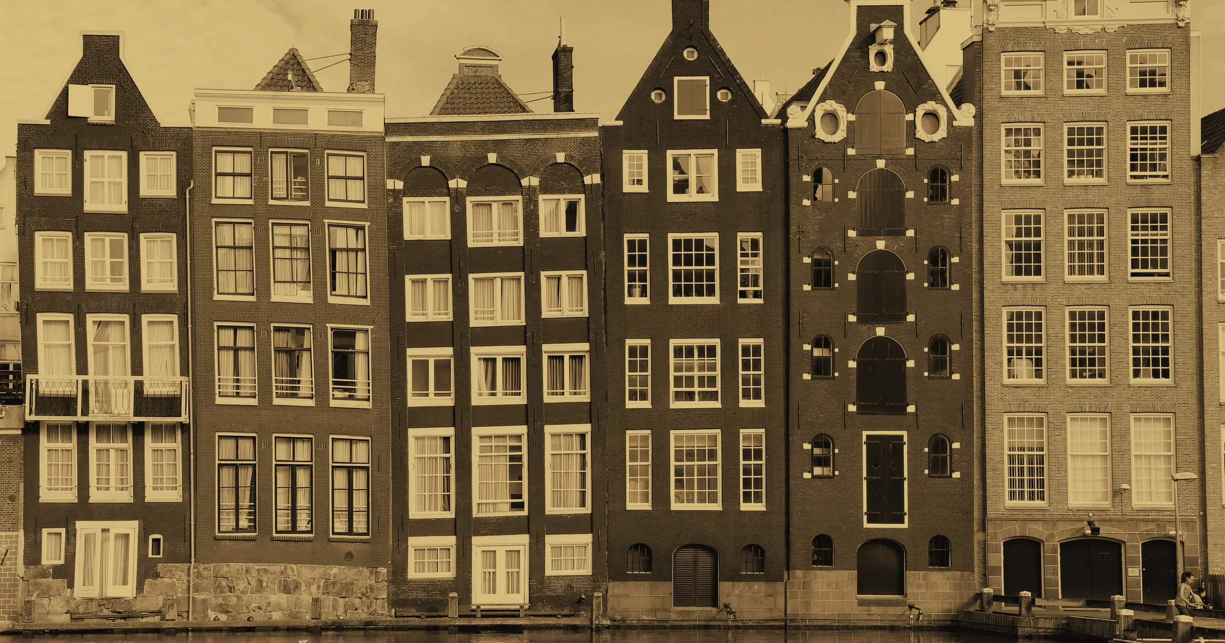 Tall narrow canal houses in Amsterdam